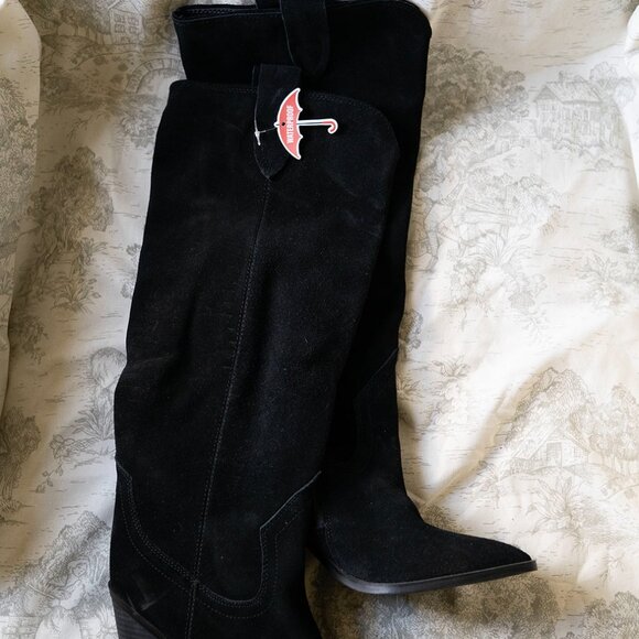 Blondo Black Wylde Suede Boot Waterproof  NEW Pointed Western Theme $229 - Picture 6 of 7